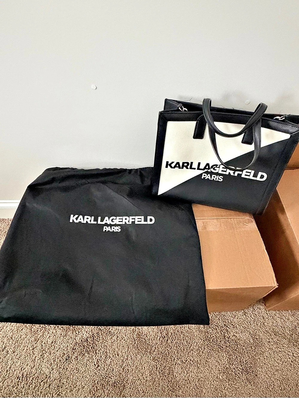 Karl Lagerfeld Paris Black & White Tote Bag